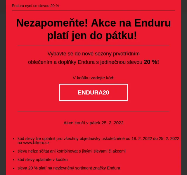 czbikero: 20% sleva na Enduru – únor 2022 | Nuslet.cz
