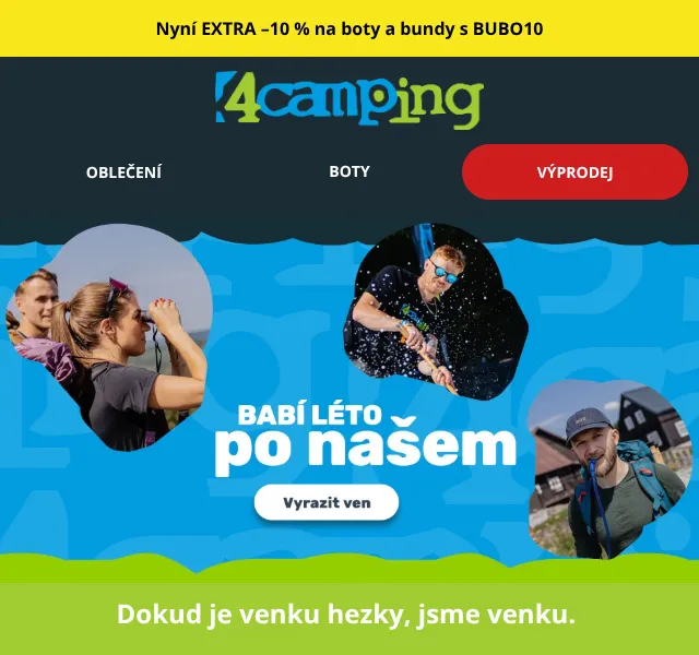 4camping.cz: slevy na boty a bundy – slevový kód BUBO10