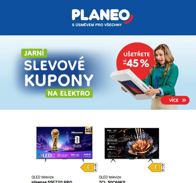 Planeo: Sleva až -45 % na elektroniku – duben 2026 | Nuslet.cz