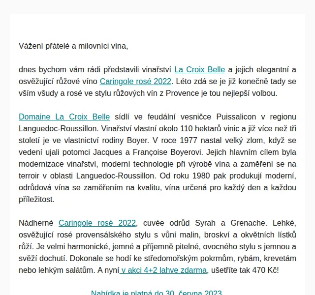 Premier Wines & Spirits: Rosé La Croix Belle 4+2 zdarma – červenec 2026 | Nuslet.cz