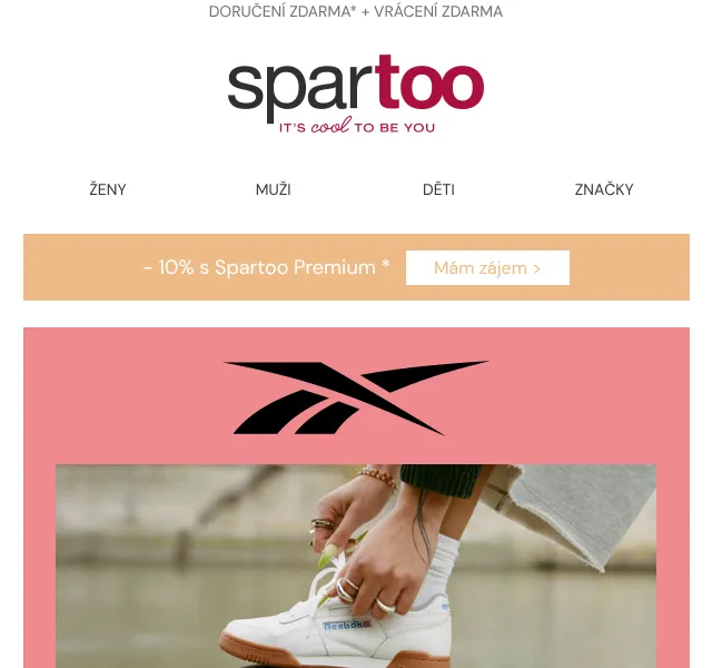 Spartoo.cz: Doručení zdarma na Reebok, Levi's, Timberland – říjen 2026