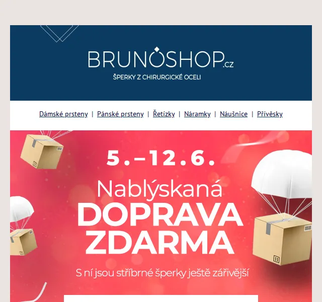 BRUNOshop.cz: Doprava Zdarma ke stříbrným šperkům – červen 2026 | Nuslet.cz