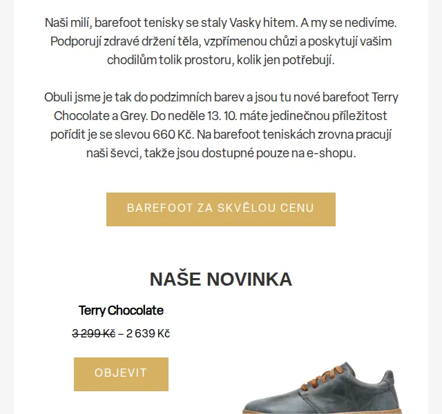 Vasky: Barefoot Terry Chocolate a Grey se slevou 660 Kč – říjen 2026 | Nuslet.cz