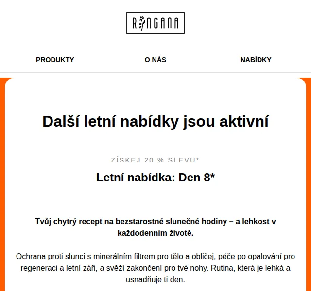 RINGANA: 20% sleva na Sun Essentials – červenec 2026 | Nuslet.cz