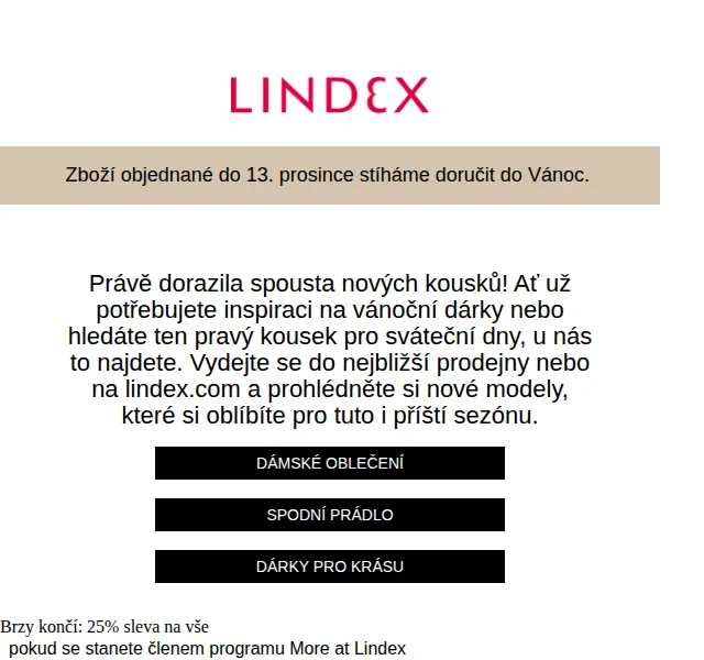 Lindex: 25% sleva na vše pro nové členy – prosinec 2021 | Nuslet.cz