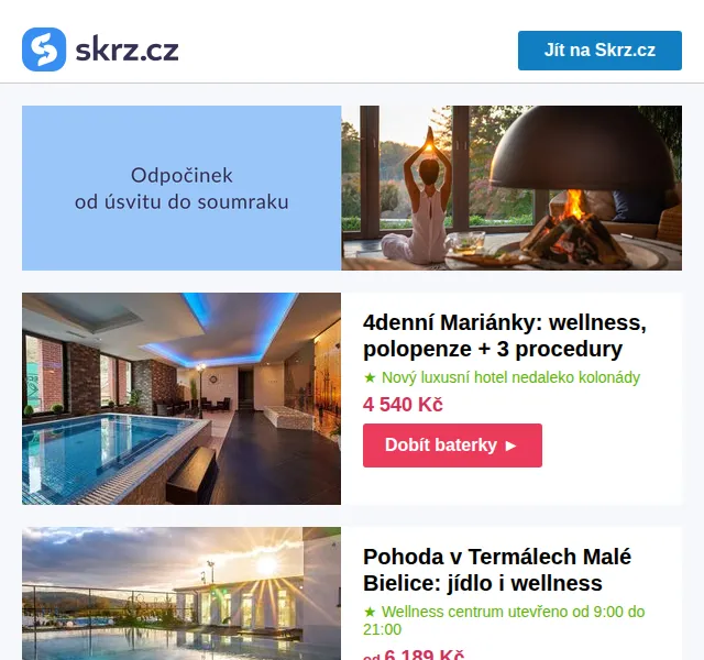 Skrz: Relaxační pobyty se slevou až 46 % – červenec 2026 | Nuslet.cz