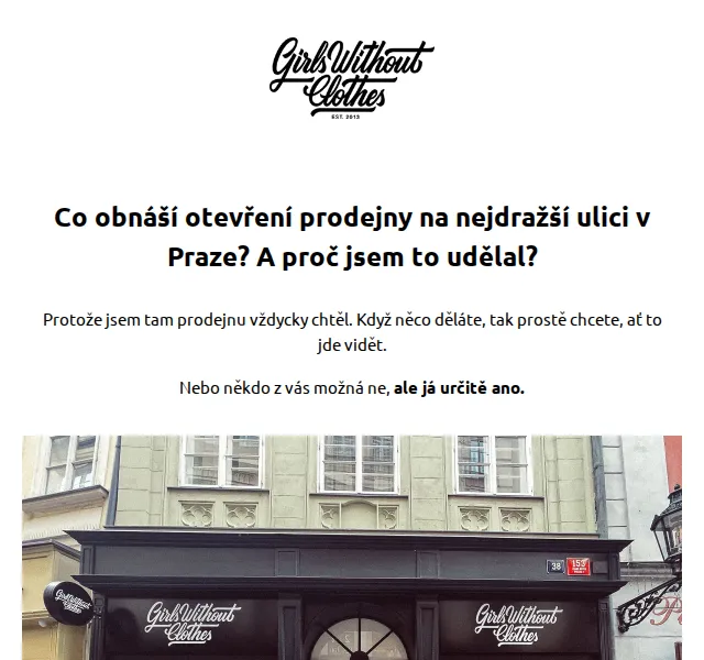 Girls Without Clothes: příběh otevření obchodu – červen 2026 | Nuslet.cz