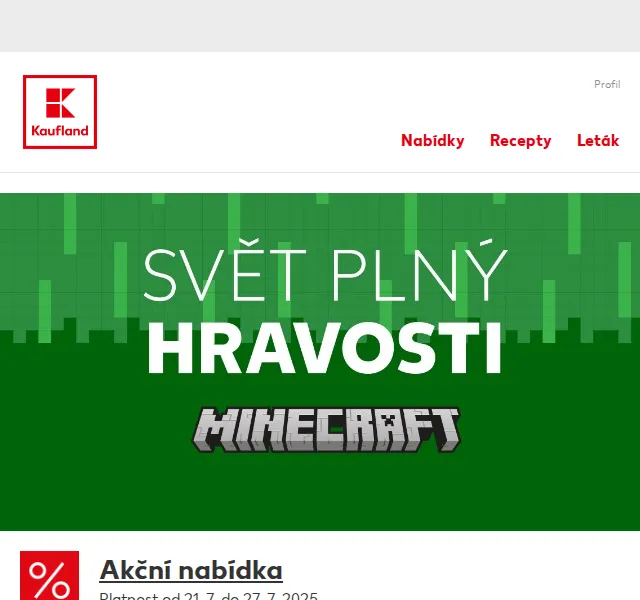 Kaufland: Minecraft oblečení pro děti od 169,90 Kč – červenec 2026 | Nuslet.cz
