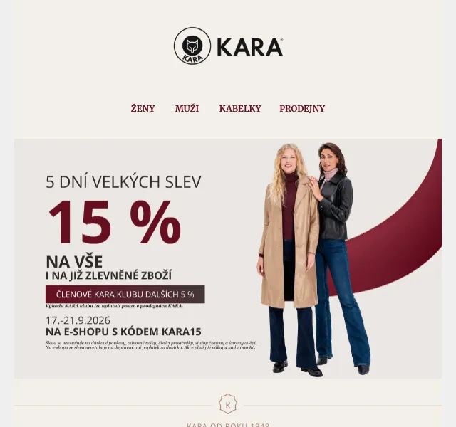 KARA: slevový kód na bundy a kabáty – září 2026