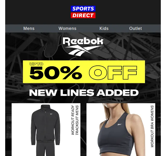 Sportsdirect.com: až 50 % sleva na Reebok – červen 2026 | Nuslet.cz
