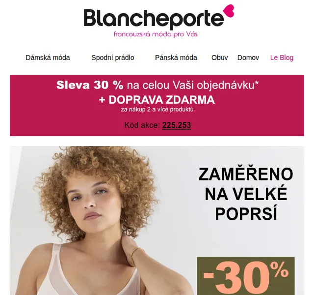 Blancheporte: spodní prádlo se slevou 30 % – červenec 2026 | Nuslet.cz