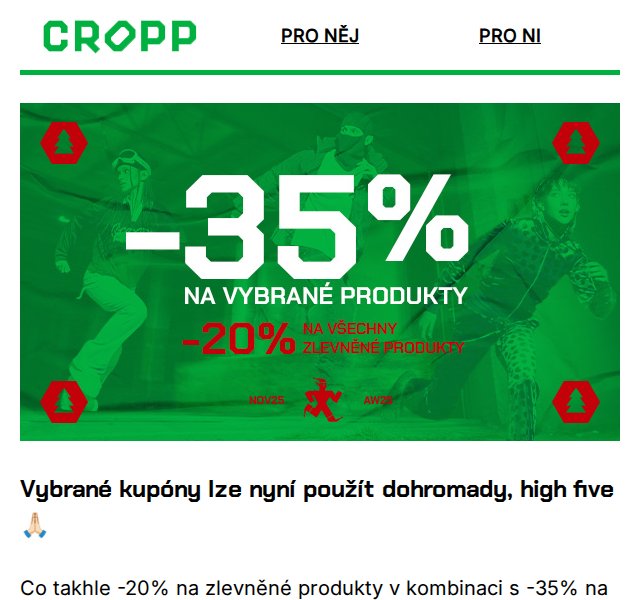 Cropp: -20% + -35% sleva na vybrané – duben 2026
