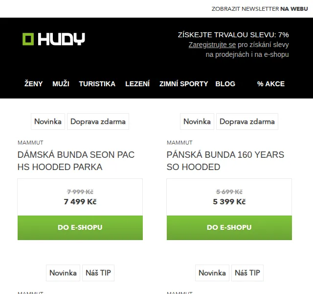 Hudy: Slevy na outdoor Mammut až 5 % – červen 2026 | Nuslet.cz