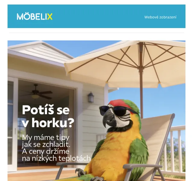 Möbelix: Slunečníky, ventilátory a bazény – červenec 2026