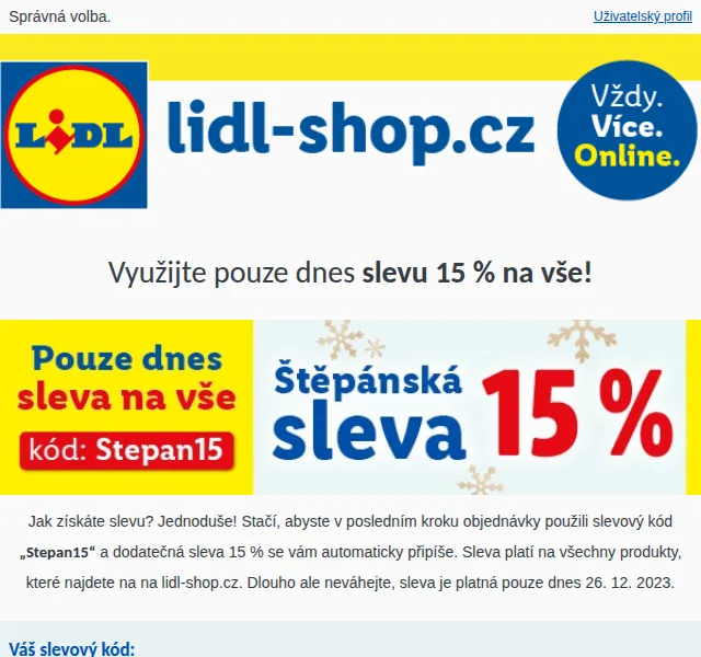 Lidl: Sleva 15 % na vše – prosinec 2023 | Nuslet.cz