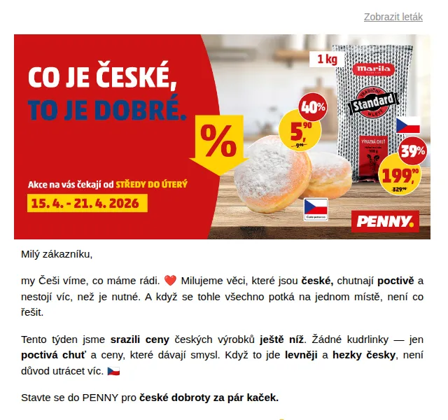 Penny: České dobroty od 5,90 Kč – duben 2026 | Nuslet.cz