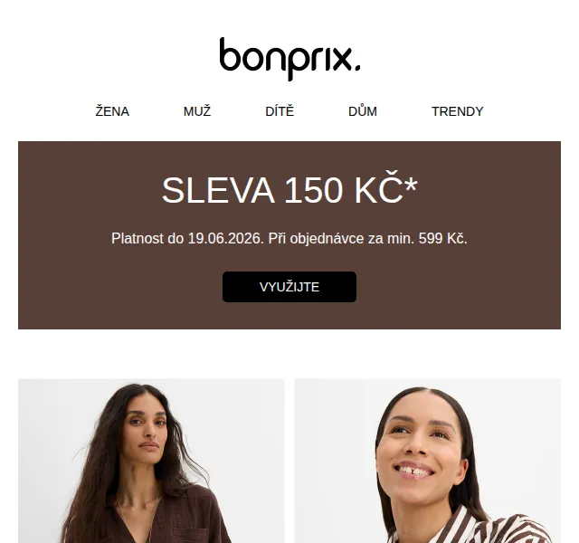 Bonprix: sleva 150 Kč na hnědé odstíny – červen 2026