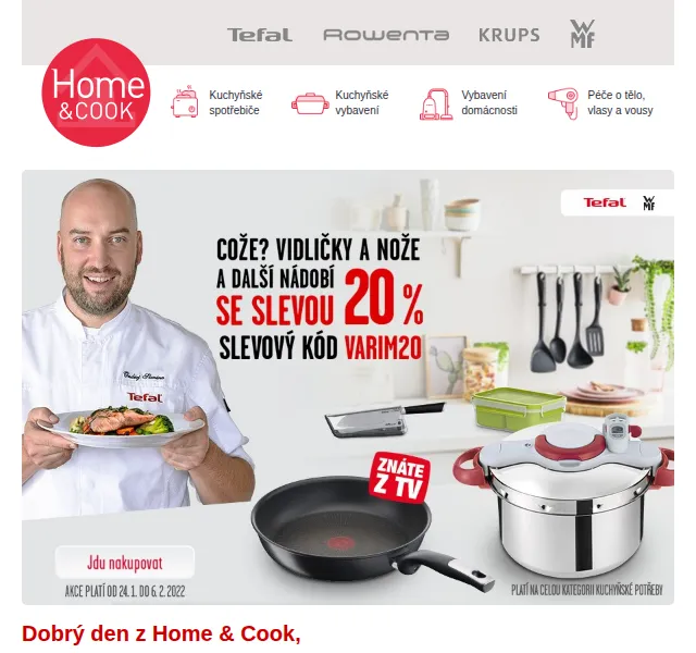 Home & Cook: 20% sleva na nádobí Tefal – červen 2026 | Nuslet.cz