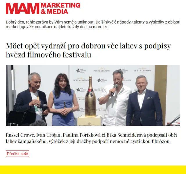 Marketing & Media: Benefiční dražba Moët šampaňského – červenec 2026 | Nuslet.cz