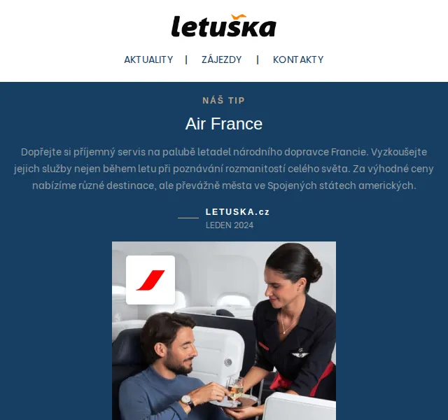Letuška.cz: Air France a studium jako odměna – červenec 2026 | Nuslet.cz
