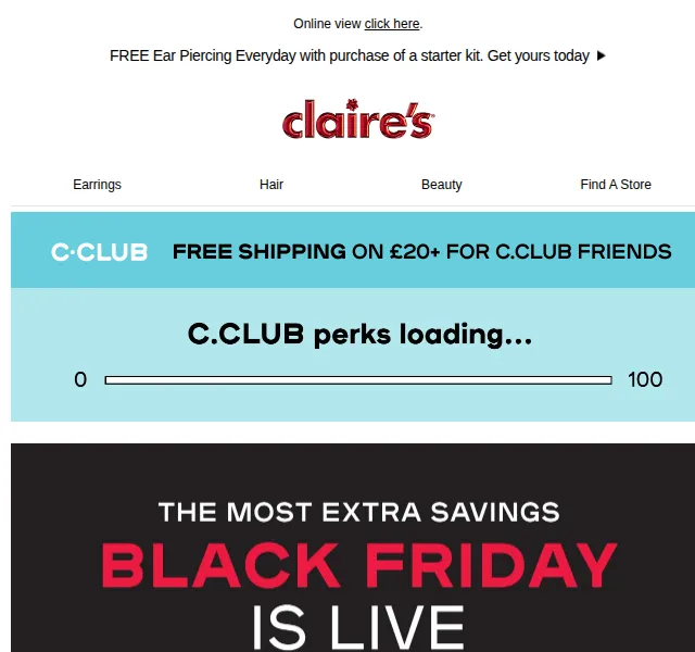 Claire's: Black Friday 50% – červenec 2026 | Nuslet.cz