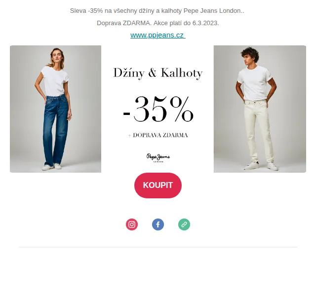 Pepe Jeans: Sleva -35 % na džíny a kalhoty – červen 2026 | Nuslet.cz
