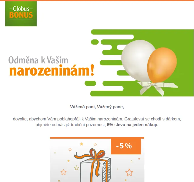 Globus Bonus: narozeninová sleva 5 % – červen 2026 | Nuslet.cz