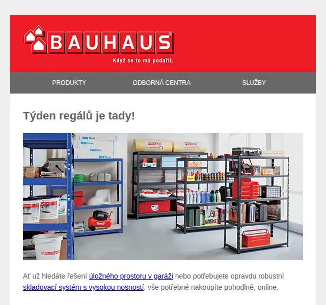 BAUHAUS: Týden regálů – doprava zdarma – říjen 2026 | Nuslet.cz