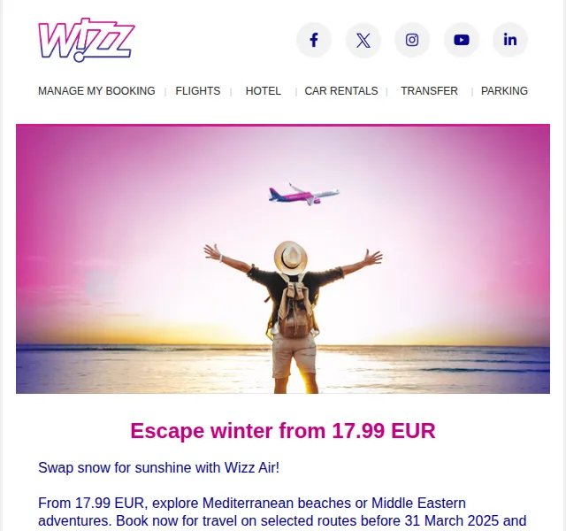 Wizz Air: Letenky od 17,99 EUR – červenec 2026 | Nuslet.cz