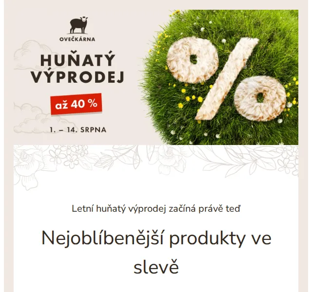 Ovečkárna: Letní výprodej se slevami až 30 % – červen 2026 | Nuslet.cz