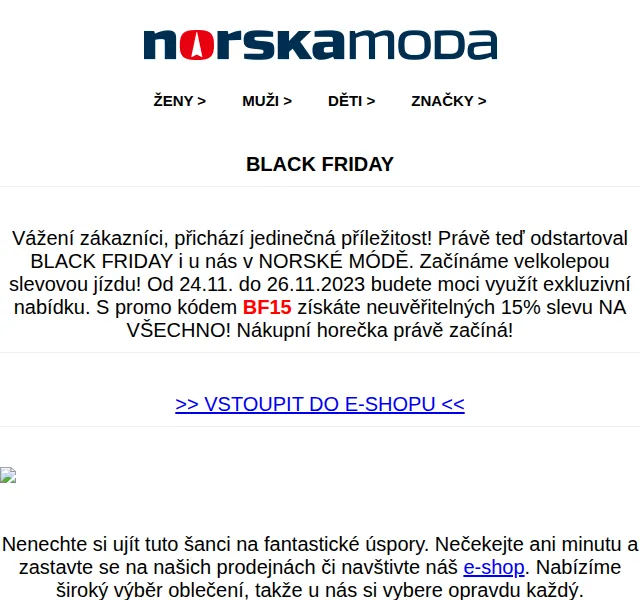 Norskamoda: Extra sleva 15 % na vše – Black Friday – červen 2026 | Nuslet.cz