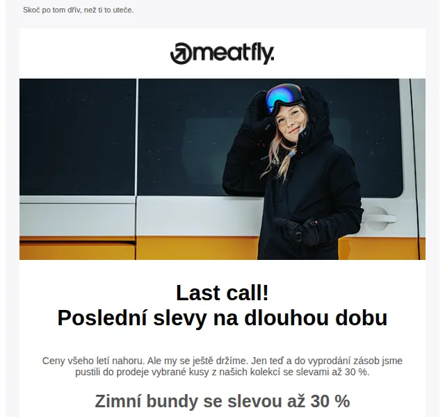Meatfly: zimní bundy a trika se slevou až 30% – červen 2026 | Nuslet.cz
