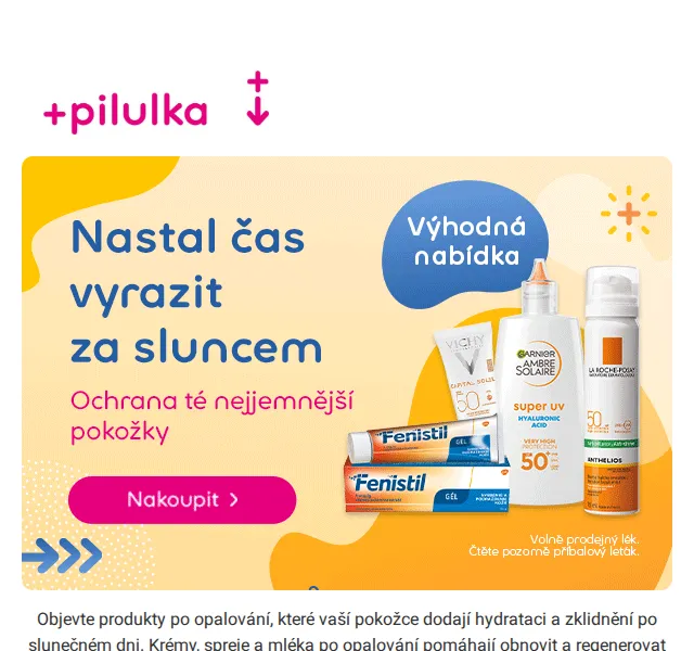Pilulka: Produkty po opalování se slevou až 36 % – červen 2026 | Nuslet.cz