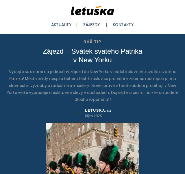 Letuška.cz: Zájezd na svátek sv. Patrika v New Yorku s Condor | červenec 2026 | Nuslet.cz