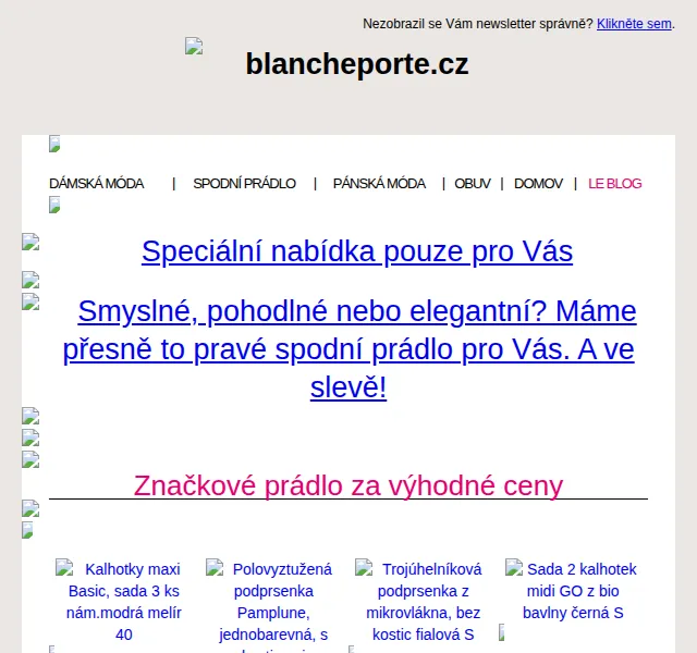 Blancheporte: Značkové spodní prádlo až -40 % – červen 2026 | Nuslet.cz