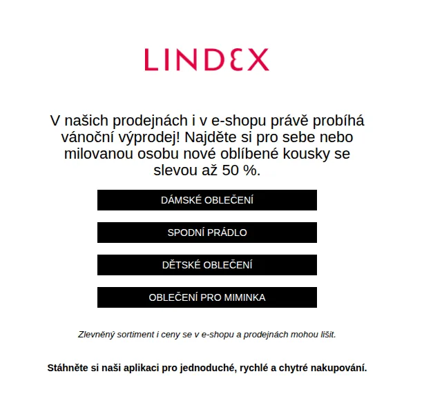 Lindex: Vánoční výprodej se slevou až 50 % – červen 2026 | Nuslet.cz
