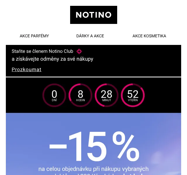 Notino: −15 % sleva na parfémy a kosmetiku – srpen 2026