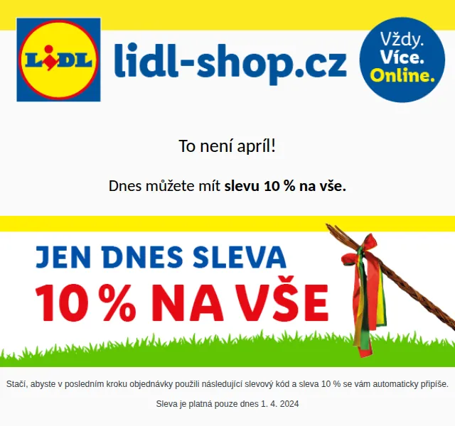 Lidl: 10% sleva na vše – duben 2024 | Nuslet.cz