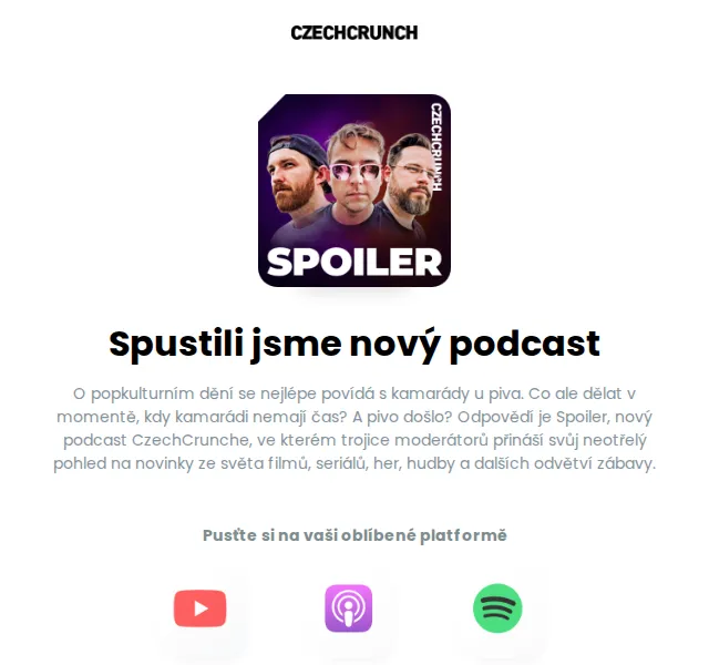 CzechCrunch: Nový podcast Spoiler – červenec 2026 | Nuslet.cz