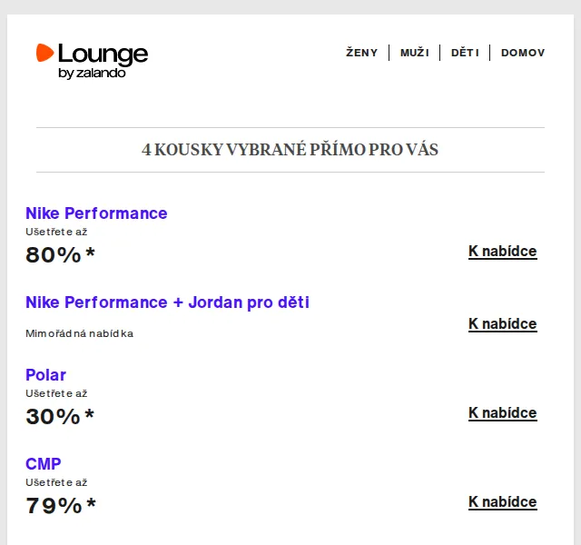 Lounge by Zalando: Nike, Polar a CMP se slevou až 80 % – červenec 2026 | Nuslet.cz