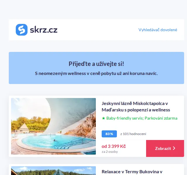 Vánoce na Skrz: Wellness pobyty s neomezeným vstupem od 2 550 Kč – červenec 2026 | Nuslet.cz