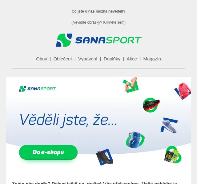 Sanasport: Široká nabídka sportovního vybavení – červen 2026 | Nuslet.cz