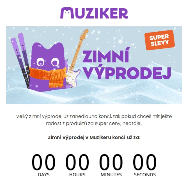 Muziker: Zimní výprodej slevy až 50 % – červenec 2026 | Nuslet.cz