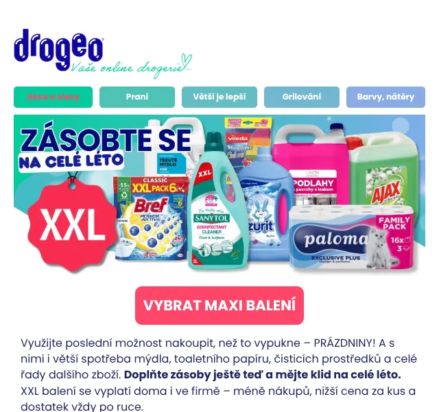 Drogeo: XXL balení na léto – až 50 % sleva | Červen 2026
