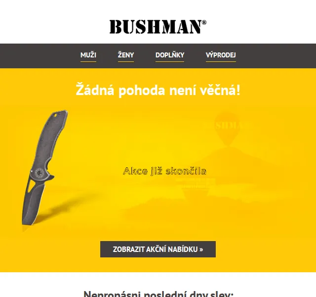 BUSHMAN: Slevy do 500 Kč – červenec 2026 | Nuslet.cz