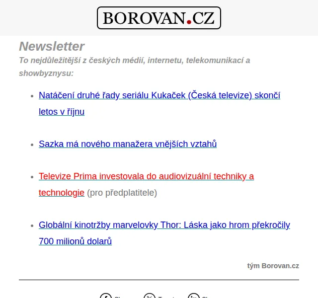 Aleš Borovan: Novinky z médií a showbyznysu – červen 2026 | Nuslet.cz
