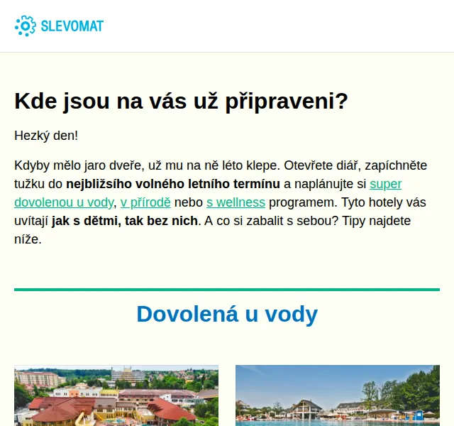 Slevomat: Top hotely u vody, v horách či s wellness – červen 2026 | Nuslet.cz