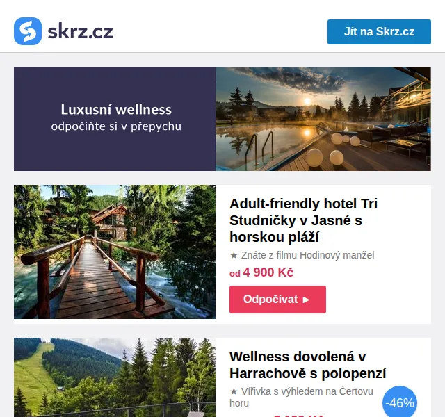 Vánoce na Skrz: Wellness pobyty s privátní termální zónou – červen 2026 | Nuslet.cz