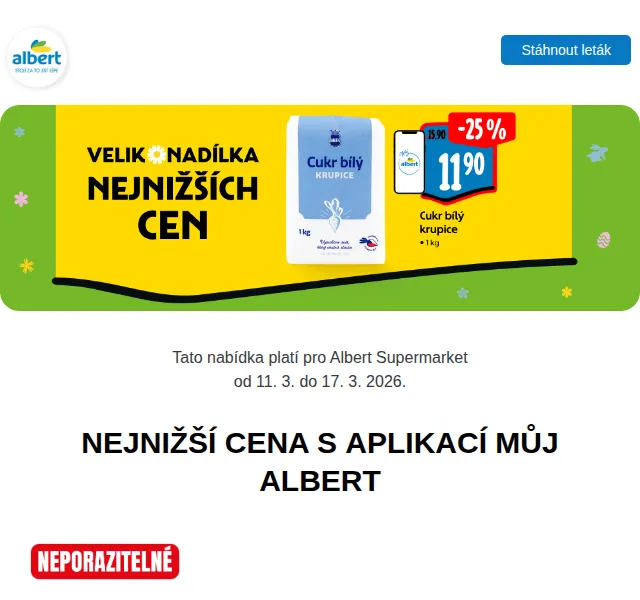 Albert: Vejce M za 4,99 Kč, máslo za 39,90 Kč – březen 2026 | Nuslet.cz