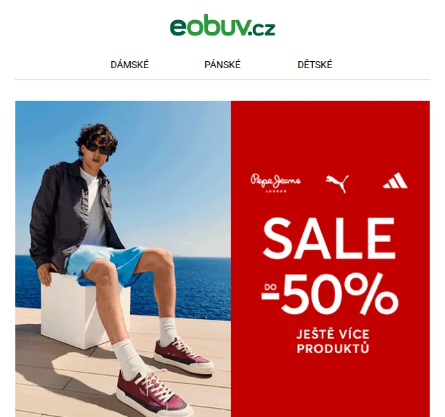 eobuv.cz: Slevy až 50 % na Guess, Converse – červenec 2026 | Nuslet.cz